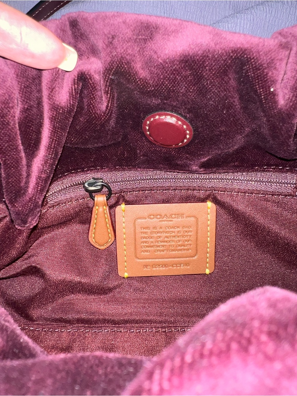 Coach Velvet Shoulder Bag in Deep Wine - Picture 7 of 11